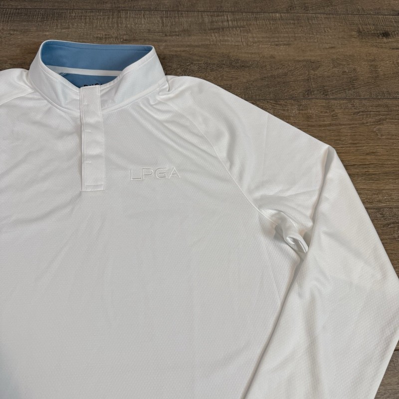 Rhone Mens Performance Mock Neck Golf Shirt Large Snap LGPA embroidered B8 gallery