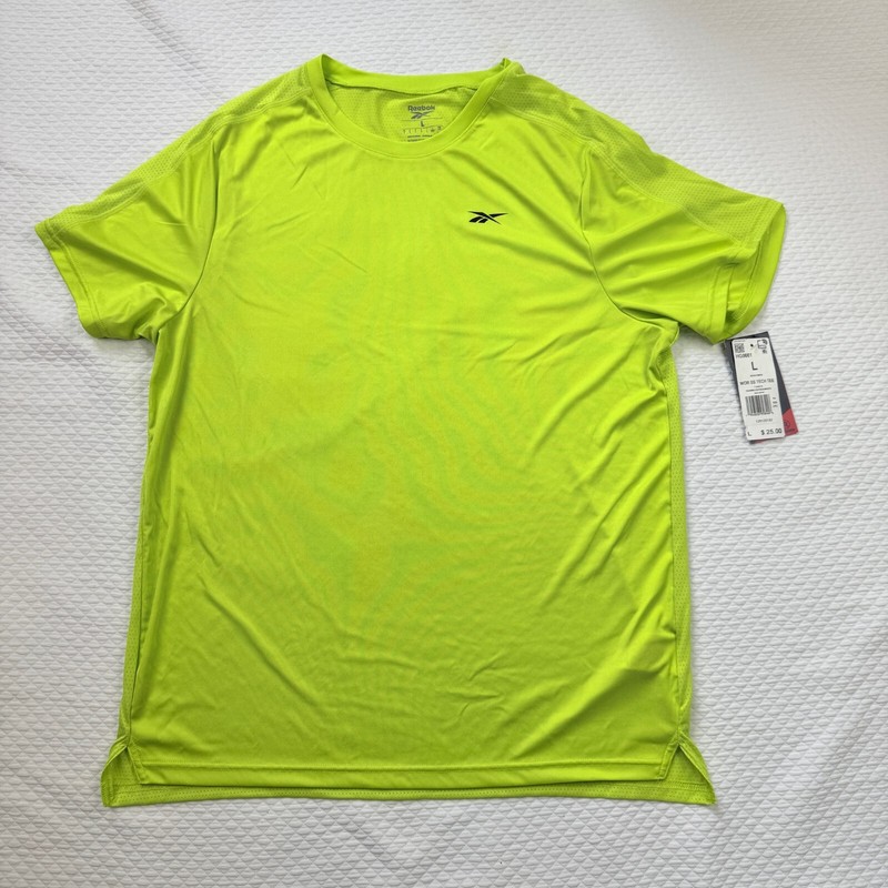 Reebok Speedwick Workout Ready Tech T Shirt Mens Large Acid Yellow Short Sleeve gallery