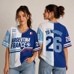 Custom Argentine – France Soccer Jersey, Football Shirt, Split Flag Fan Tee