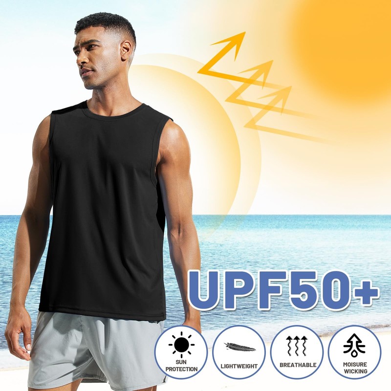 Men's Gym Tank Top Breathable Workout Sleeveless T-Shirt for Men UPF 50+ Size S gallery