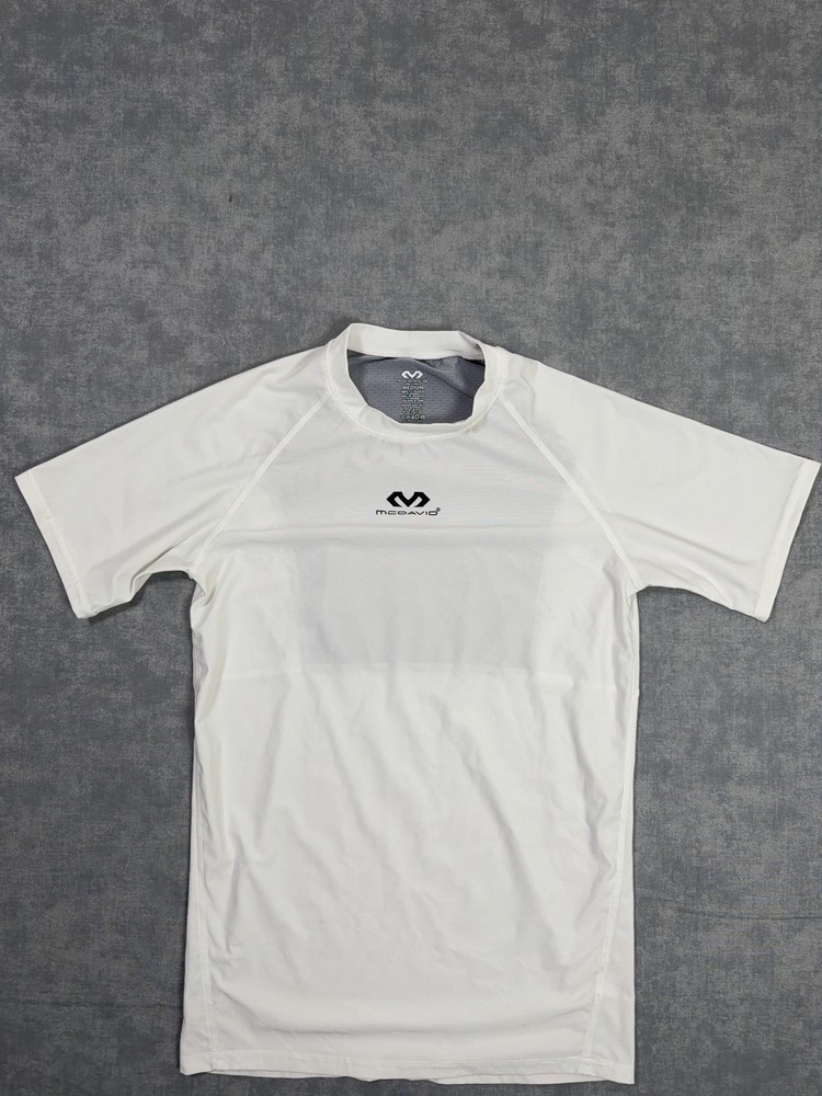 McDavid Compression Shirt Mens Medium White Mesh Short Sleeve Athletic Top
