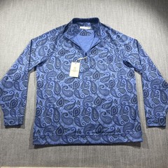 Hart Schaffner Marx Pullover Mens Large Blue Paisley 1/4 Zip Luxury Performance