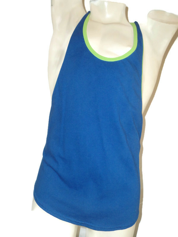 Muscle "Y" Back Cotton Tank Top - Go Softwear Cadet/Lime XL
