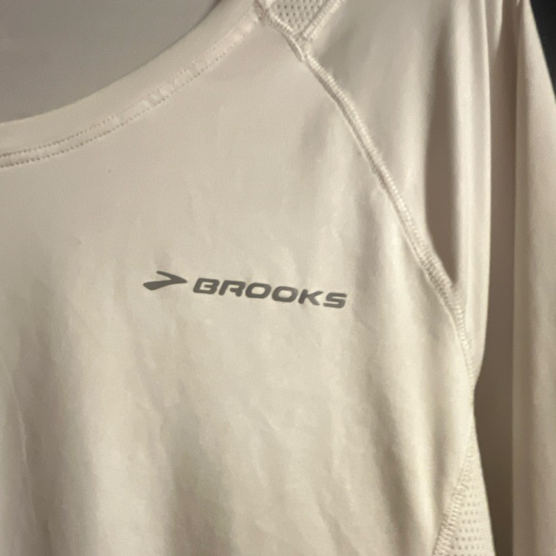 Brooks Womens White Lightweight Long Sleeve Crew Neck Activewear Running T-Shirt gallery