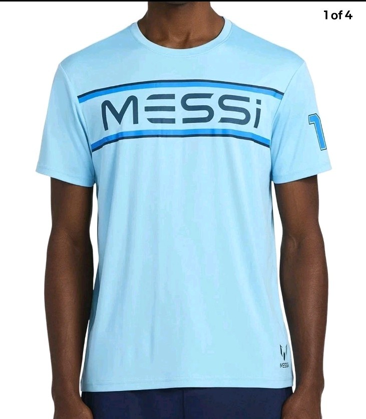 Messi Mens Blue Short Sleeve Breathable Polyester Athletic Jersey Top Size M gallery