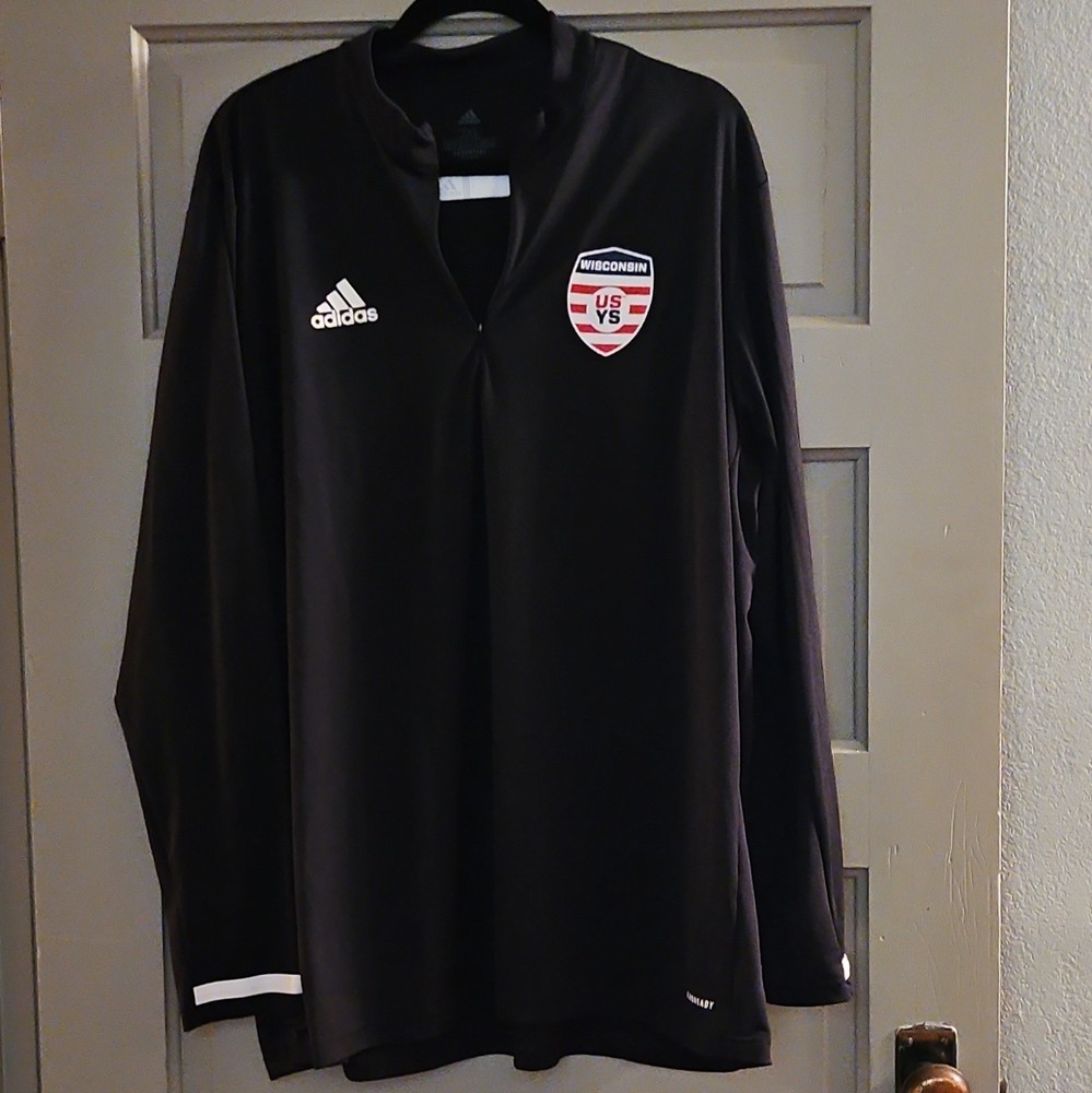 adidas AEROREADY Men's Pullover Long Sleeve Black 2XL USYS Logo Lightweight