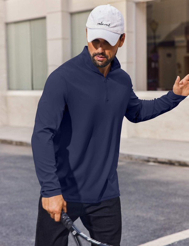 Mens 1/4 Zip Pullover Lightweight Quick Dry Quarter Zip Golf Shirts Fishing H... gallery