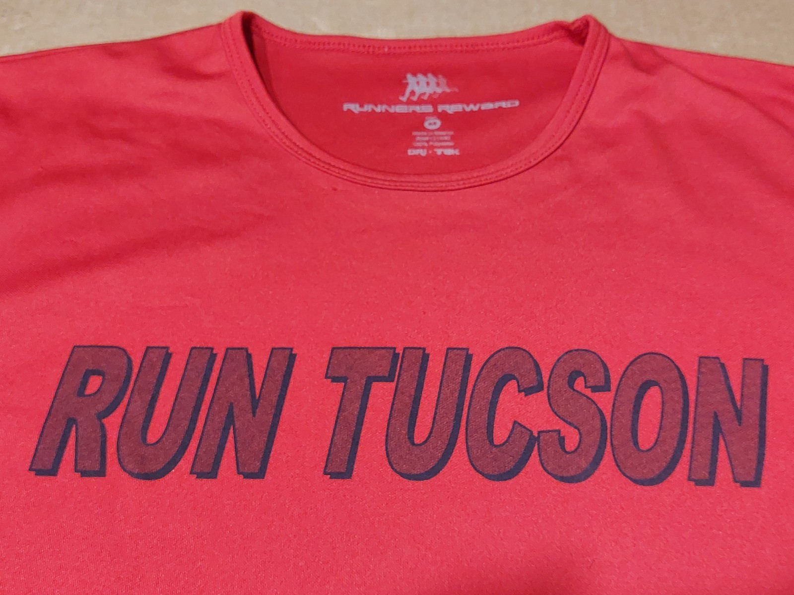 Runners Reward Unisex Medium Run Tuscon Arizona Graphic Dry Tek Red T Shirt gallery