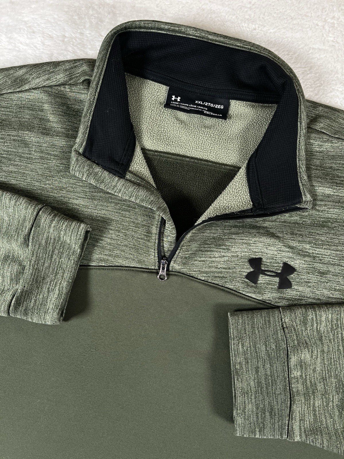 Under Armour 1286334 Green 1/4 Zip Fleece Lined Pullover Sweater Men’s Sz XXL gallery