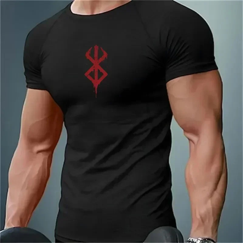 Men's Print Compression Shirts Summer Short Sleeve Rash Guard Gym Workout gallery