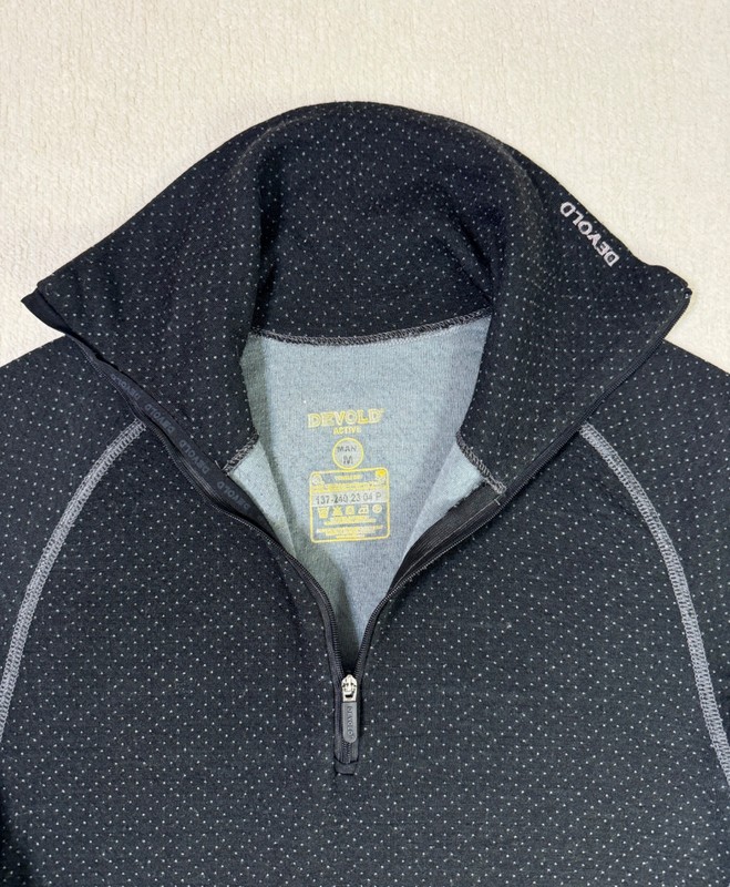 Devold Norway Merino Wool Zip Neck Top Thermal Base Layer Long Sleeve Men Size M gallery