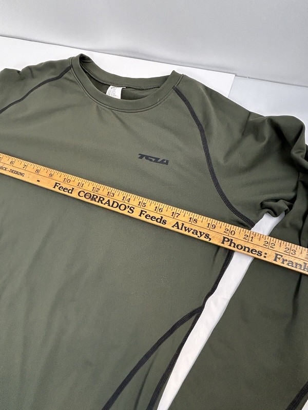 Men’s Tesla Long Sleeve Compression Shirt Size Large Green Workout TSLA gallery