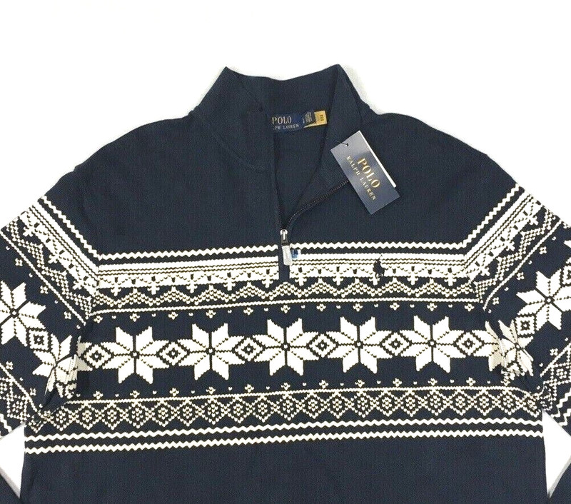 Polo Ralph Lauren 1/4 Zip Snowflake Nordic Sweater Pullover Christmas Gentleman gallery