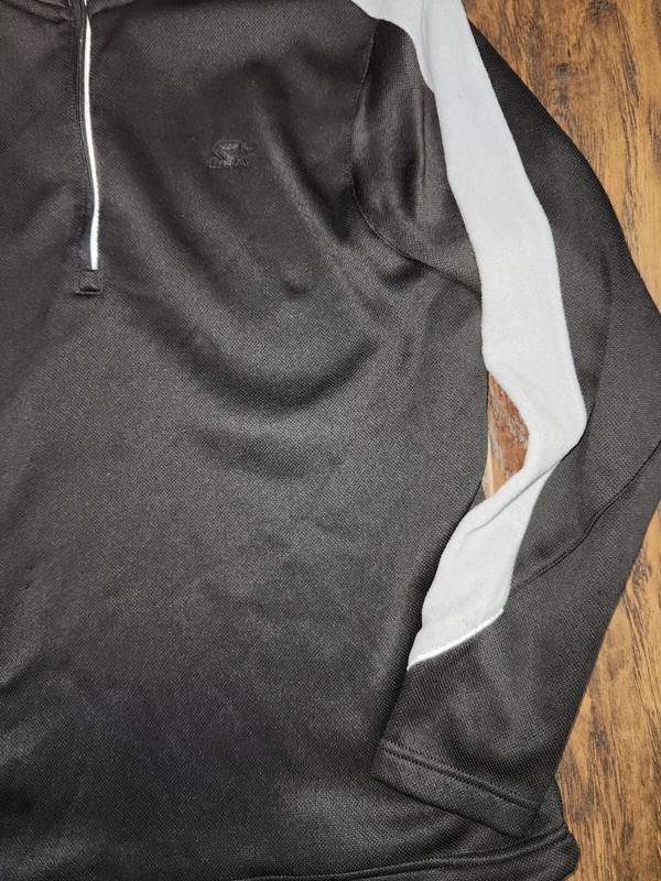 Starter Brand 1/4 Zip Pullover L (42-44) Black & Gray Fleece Long Sleeve 70892 gallery
