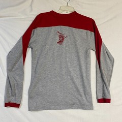 Adidas Athletic T-Shirt Mens M Gray Red Colorblock Long Sleeve Logo Graphic Back