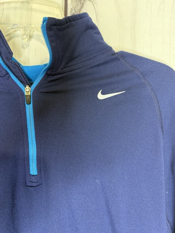 Nike Element Running 1/4 Zip Dri-Fit Navy Blue Long Sleeve Top Base Layer Sz M gallery