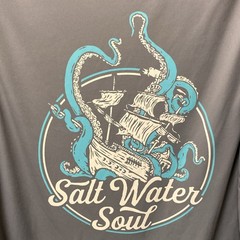 50+ Sun Protection Athletic Shirt By Salt Water Soul Gray Graphic Design Medium