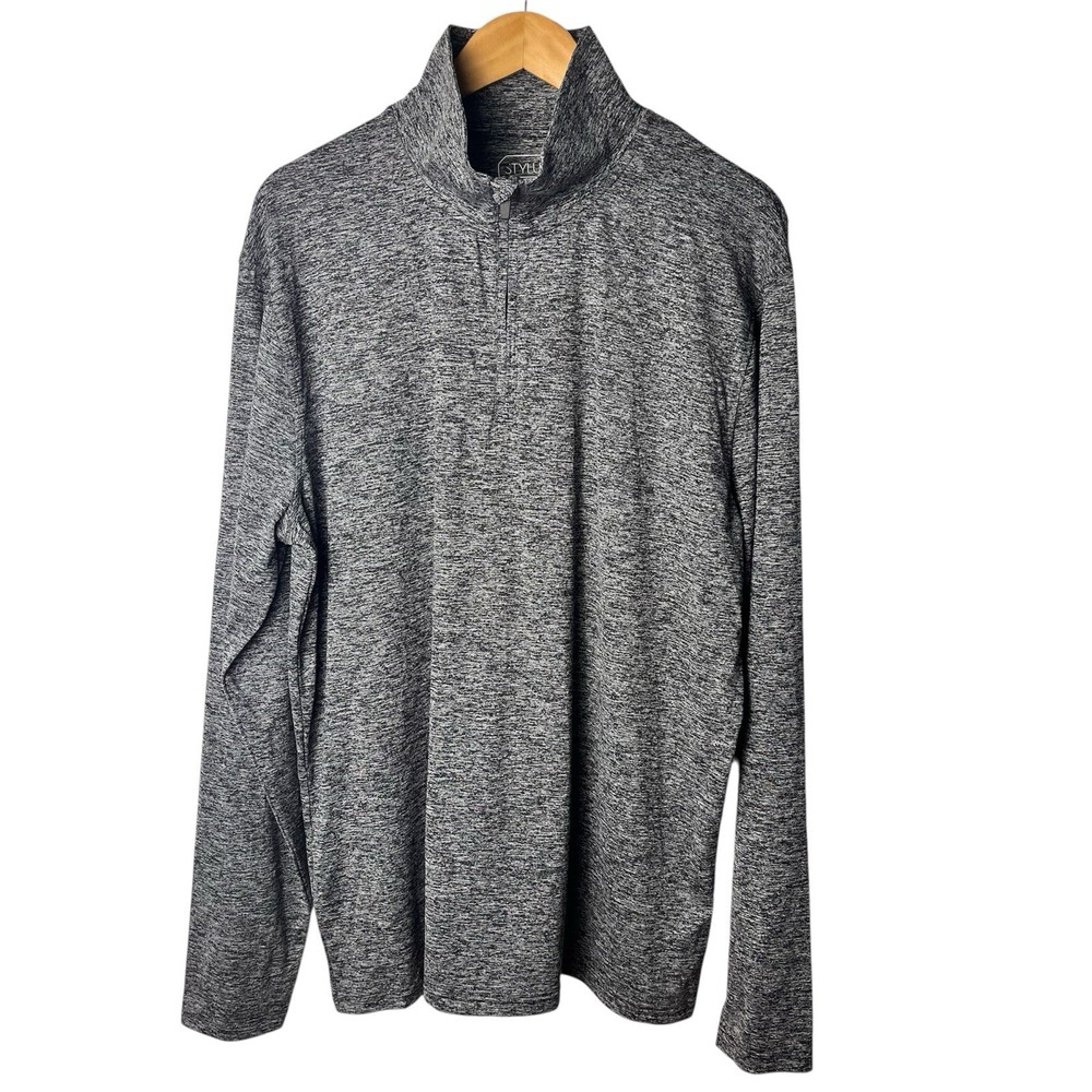 Stylus Performance Pullover Shirt Mens XL Black Heather Quarter Zip Long Sleeve