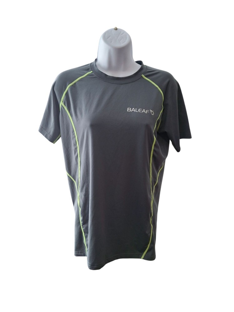 Baleaf Athletic Shirt Mens M Gray Running Gym Moisture Wicking Tee