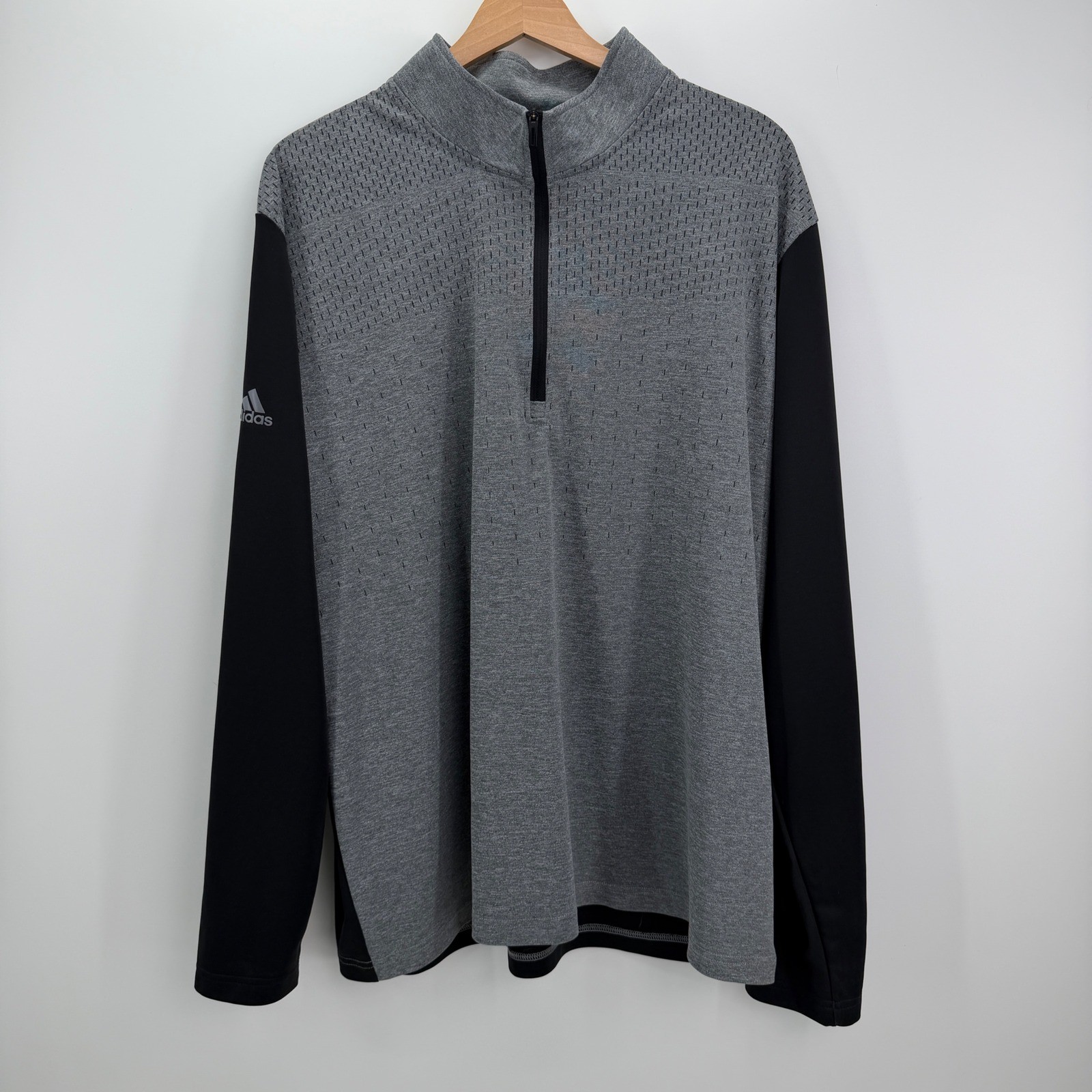 Adidas Quarter Zip Pullover Mens XL Grey Black Primegreen Golf Activewear Top gallery