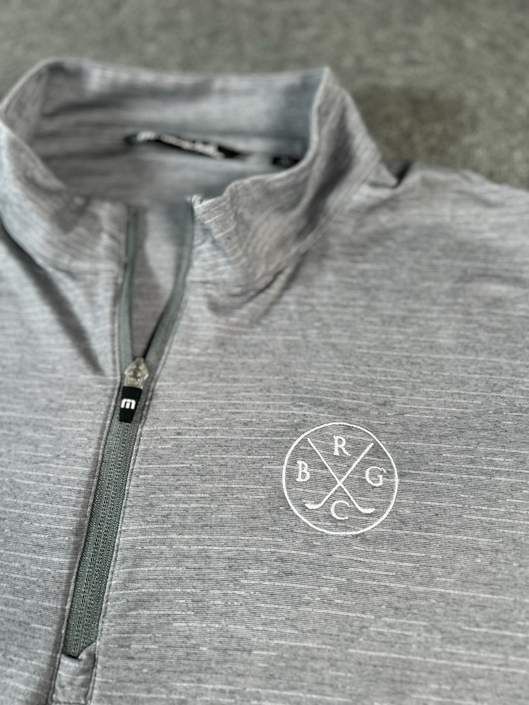 TravisMathew Pullover Mens Large Gray 1/4 Zip Long Sleeve Logo