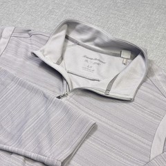 Tommy Bahama Island Zone 1/4 Zip Pullover Mens Large Gray Striped Polyester
