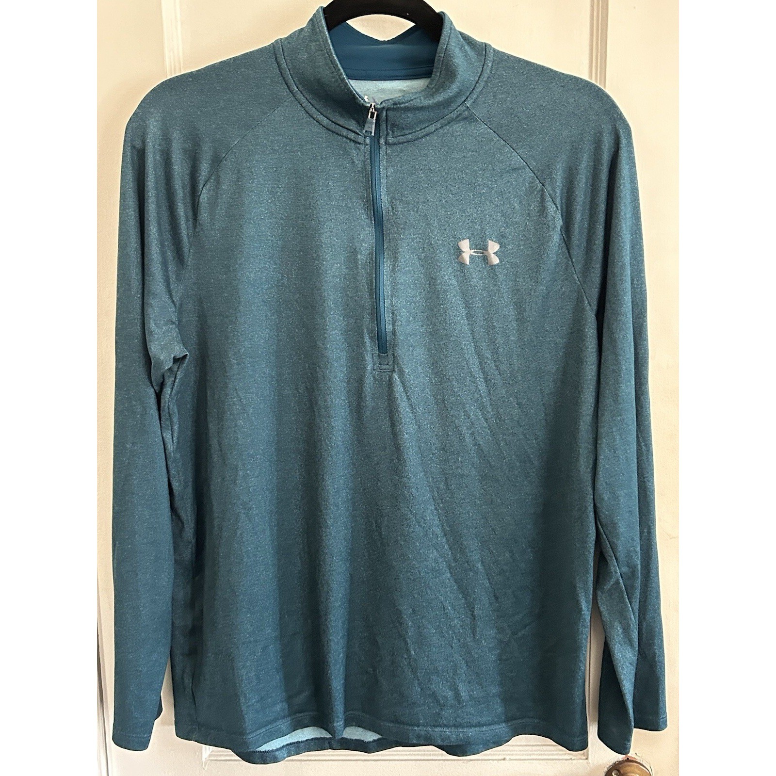 Under Armour Tech™ ½ Zip Long Sleeve Shirt-Heat Gear Teal-size Medium gallery