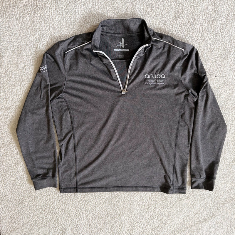 Johnnie-O Prep Performance Gray Quarter Zip Pullover Sweater Mens Size L Logo gallery