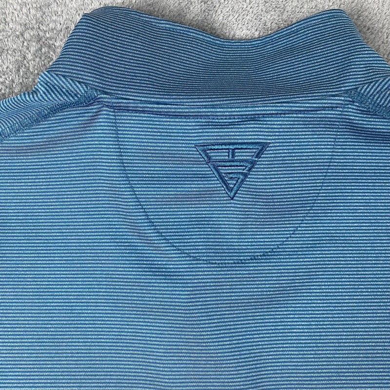 Maelreg Mens Large Performance Pullover Blue Striped Quarter Zip Long Sleeve gallery