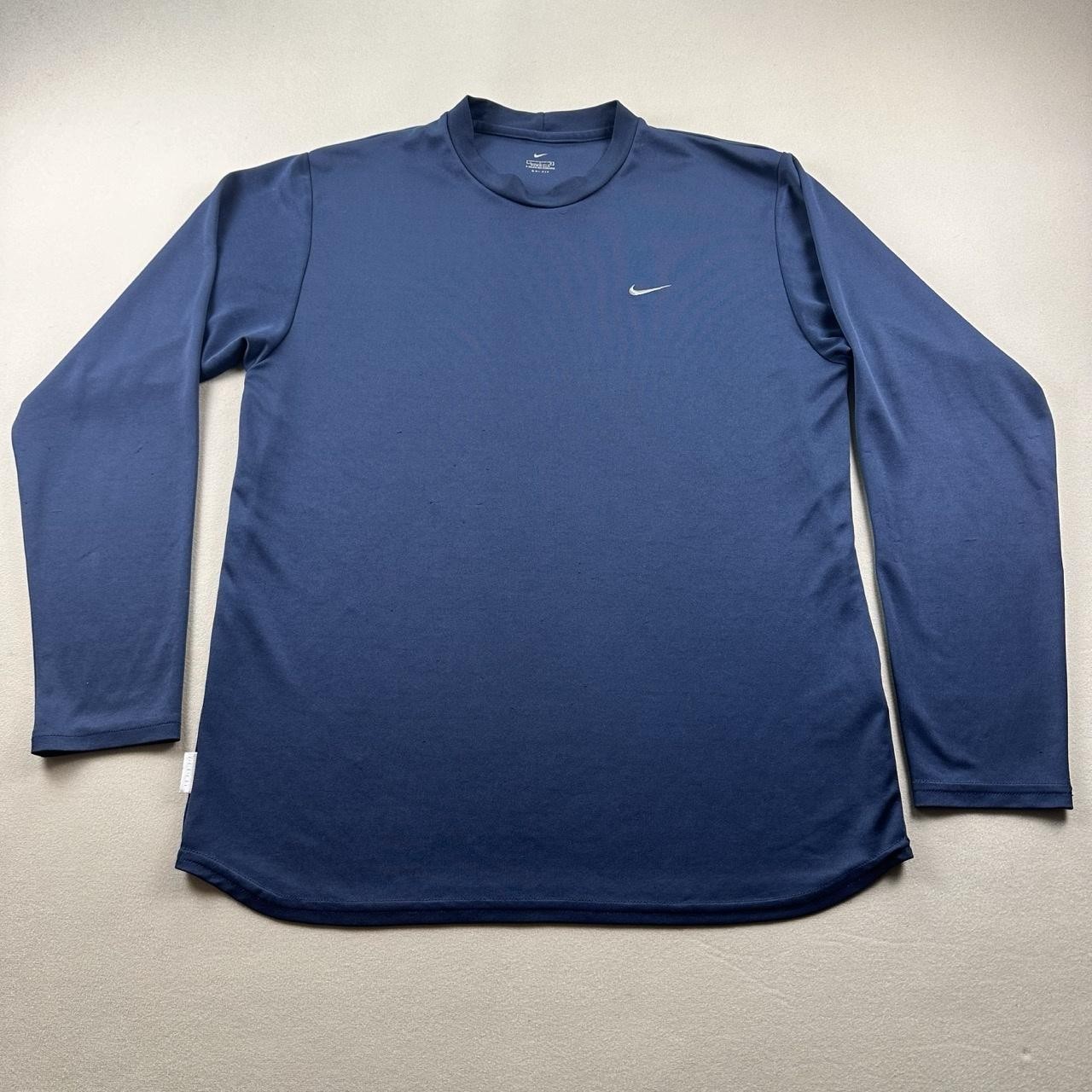 Vintage Nike T-Shirt Mens Large Navy Blue Dri-Fit Athletic Performance USA 90s gallery