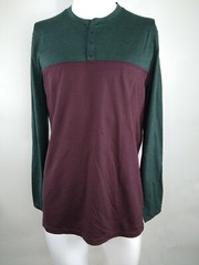Smartwool Men Merino Sport 150 Long Sleeve Henley Sage/Brown Medium 17345-H93