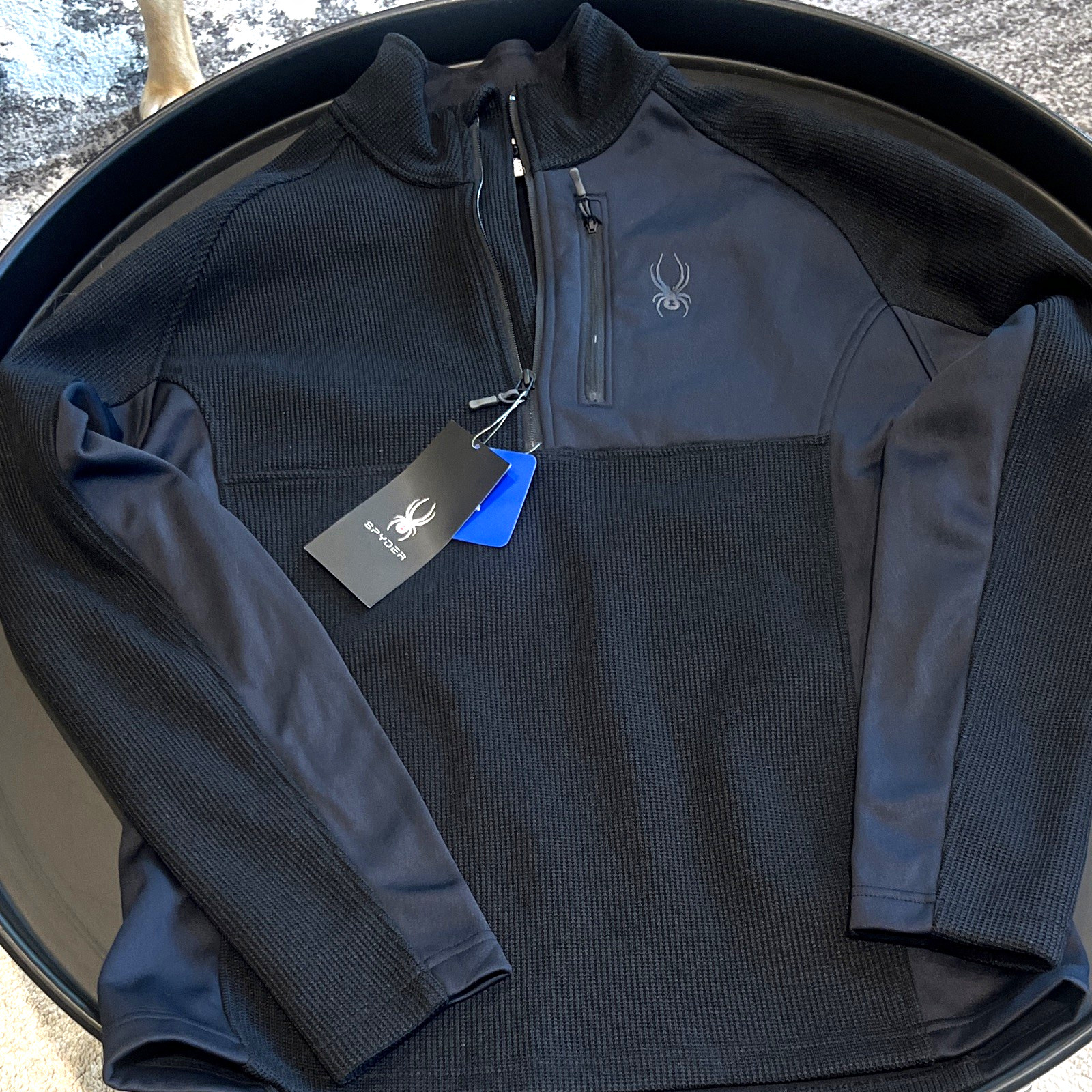 Spyder Men’s L/G Black Full Zip Mock Neck Fleece Polyester Jacket gallery