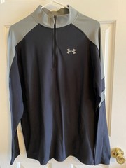 Under Armour Men’s 2XL Blue 1/4 Zip Mock Neck Loose Polyester Logo Pullover