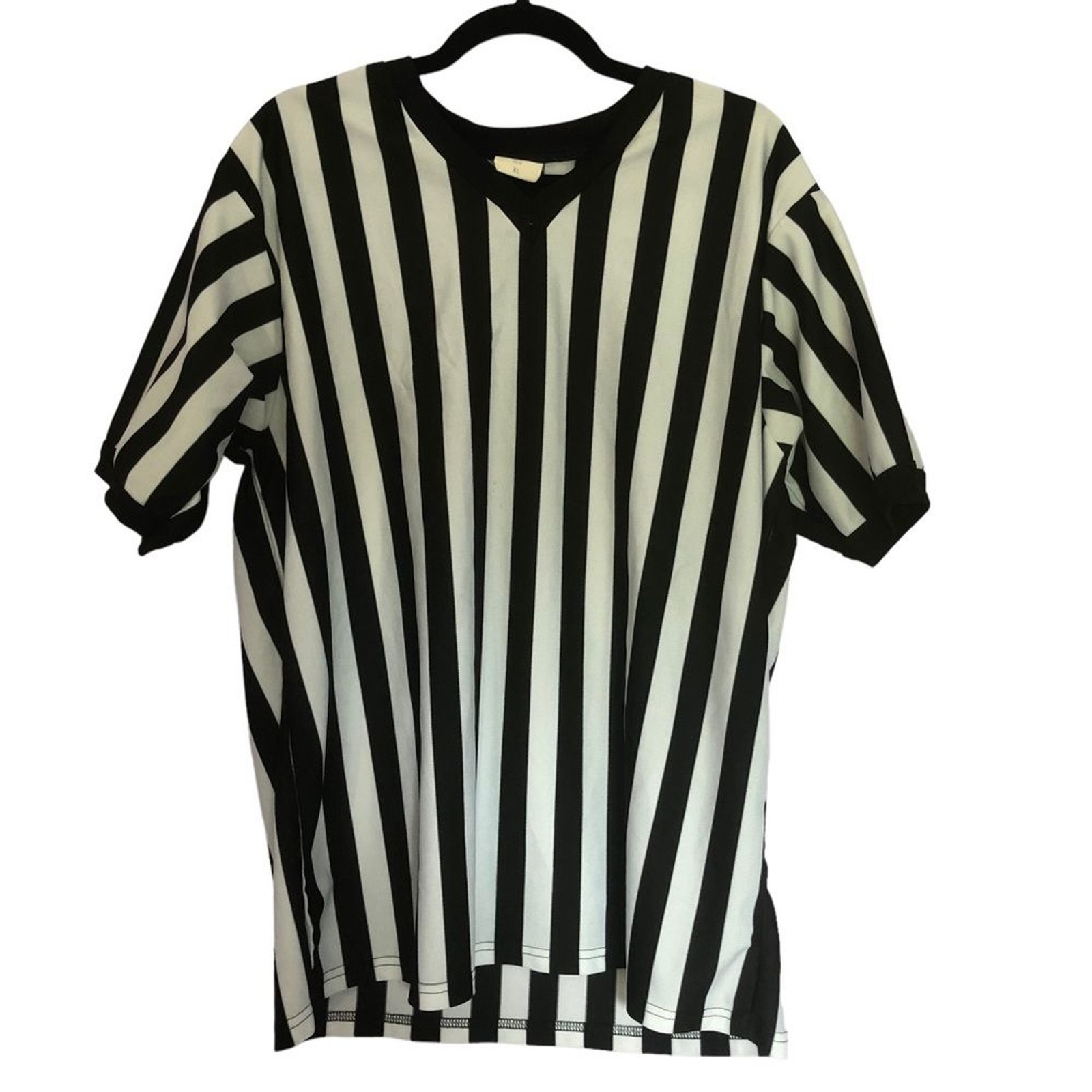 Vintage Majestic Referee Black & White Striped Top size XL Sports Halloween gallery