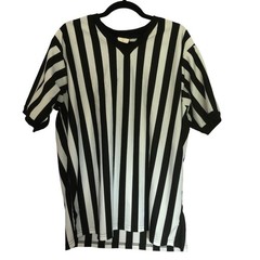 Vintage Majestic Referee Black & White Striped Top size XL Sports Halloween