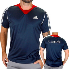 Adidas Canada T-Shirt Mens Olympic Sports Running Shirt Gym Canada Navy Blue