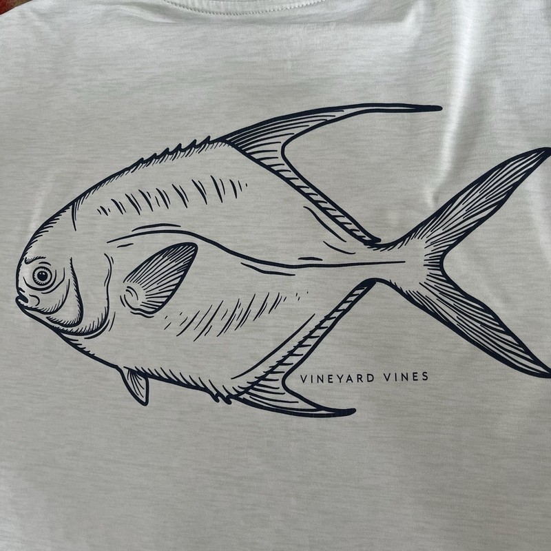 Vineyard Vines Performance Stretch Whale Long Sleeve Crewneck Mens M Permit Fish gallery