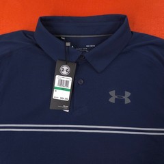 NWT Under Armour UA Tech Loose Men’s Large Golf Activewear Blue w/Gray Striped