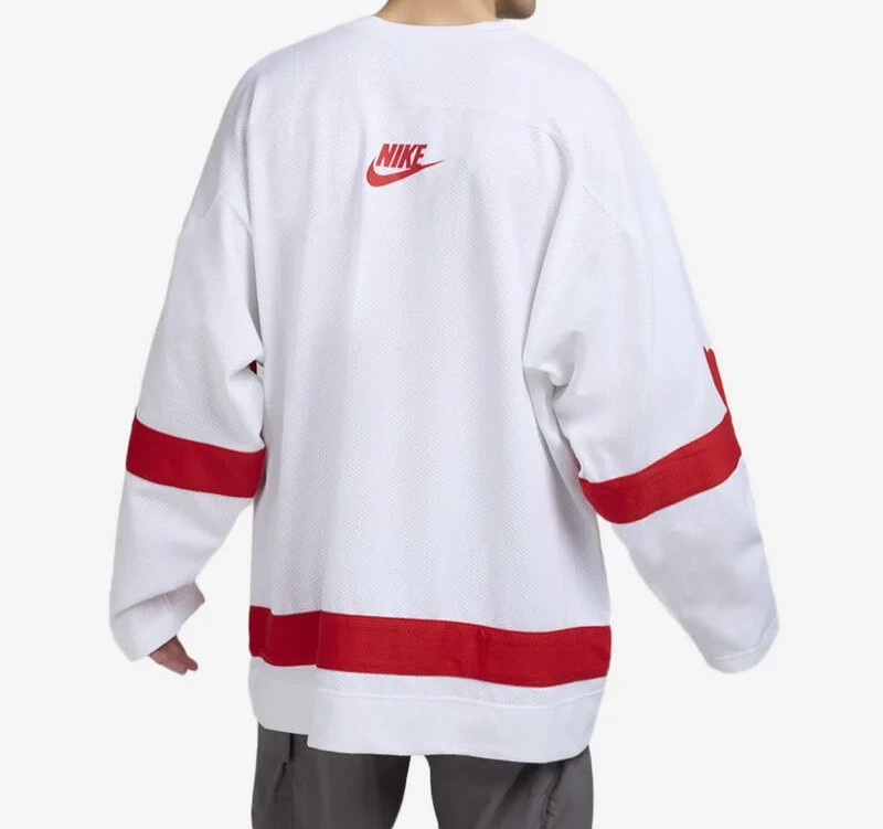 Nike Sportswear Club Varsity Hockey Jersey Size Medium Men White Red HV1137-100 gallery