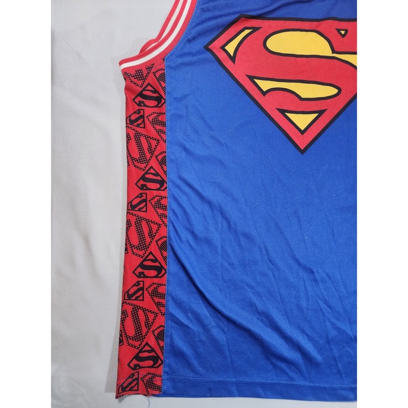 Superman DC Comics Basketball Jersey Blue Red Mesh Tank Top Mens Large s15 gallery
