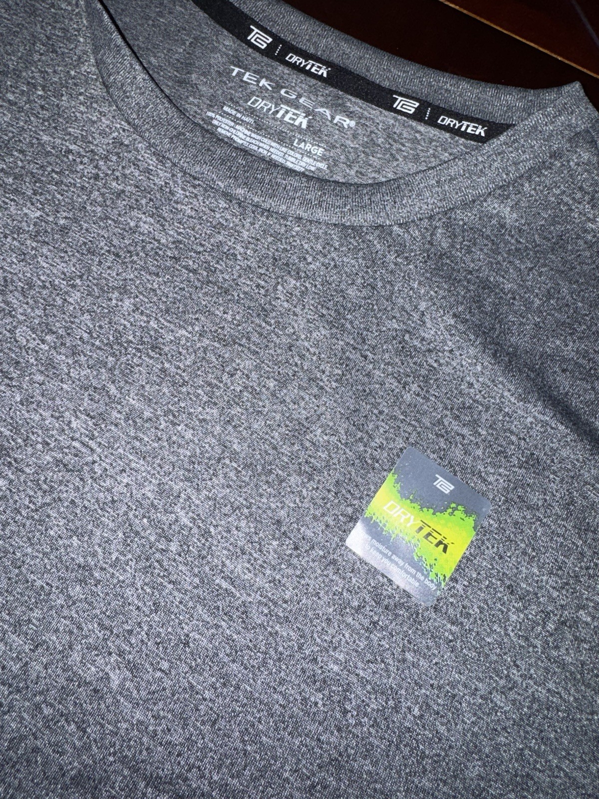 Tek Gear DryTek Shirt Mens Large Gray Heather Performance Athletic Workout NWT gallery