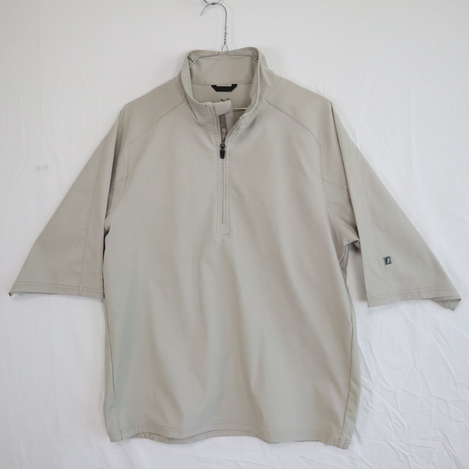 Zero Restriction 1/4 Zip Pullover Mens Medium Tour Series Golf Beige 3/4 Sleeve gallery
