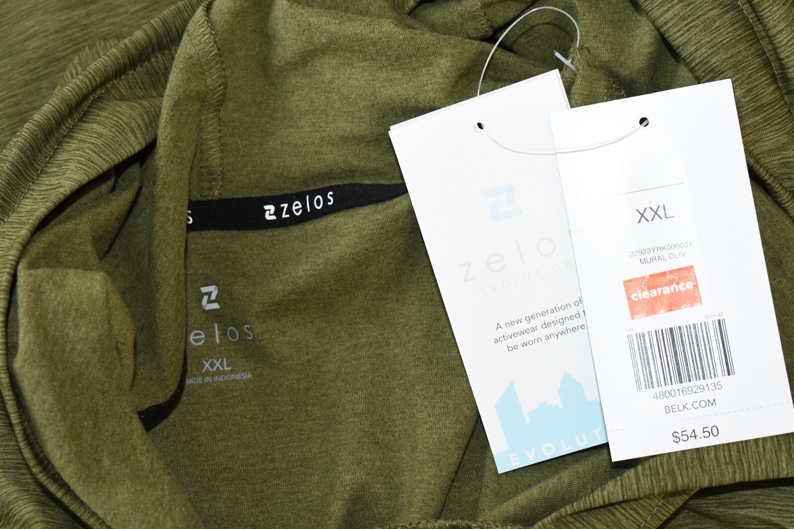 Zelos Men's Green Long Sleeve Hooded Shirt NWT gallery