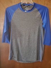Nike Pro Baseball Dri Fit Men’s M Slim Fit Raglan Shirt Workout Sport Gray Blue