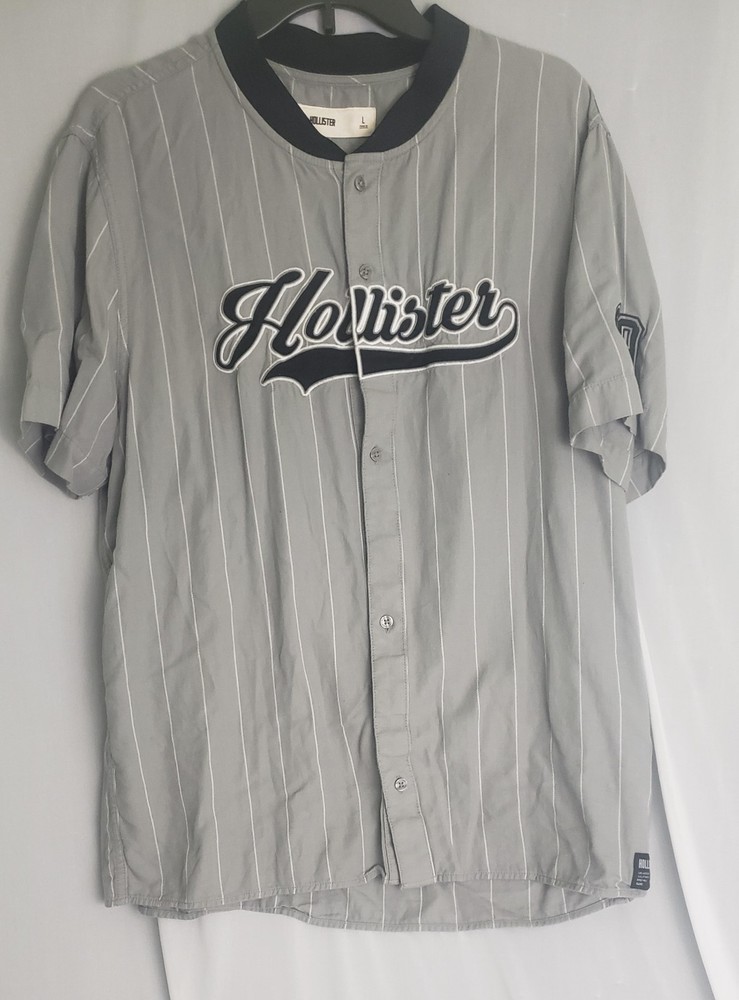 Hollister Baseball Jersey 99 Sz. Large Grey, Black, And White