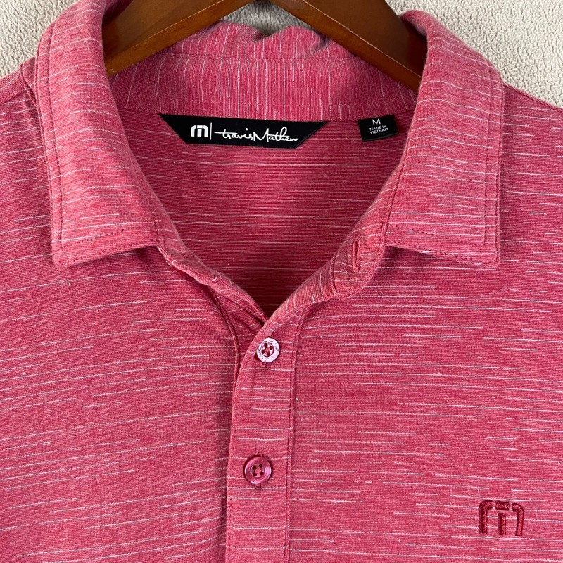 Travis Matthews Polo Mens Sz MED Red Monte Mayor (Spain) Golf Shirt Lightweight gallery