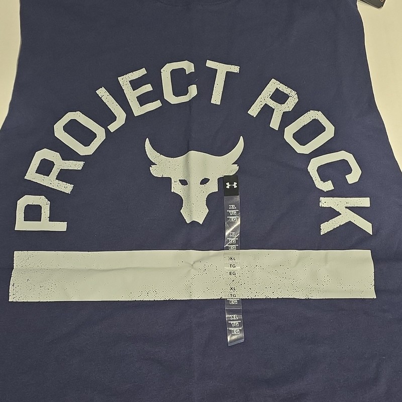 Mens Under Armour Project Rock Blue Loose Crew Neck Graphic Tank Top XL 1383195 gallery