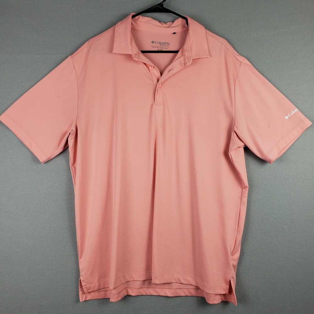 Columbia Men's XL Drive Polo Shirt Salmon Pink Preppy Omni-Wick Golf Athletic