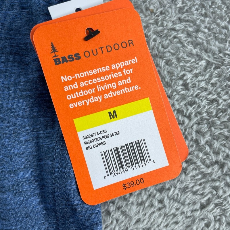 Bass Outdoor Microtech Performance Short Sleeve Tee Blue Mens M NWT 1362 gallery