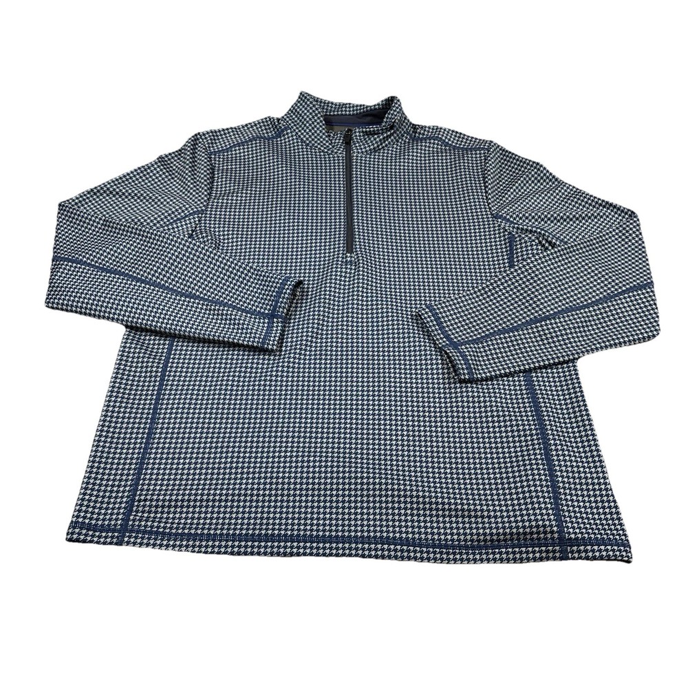 Vineyard Vines Pullover Mens Large Navy Blue Houndstooth Jim Nantz 1/4 Zip Golf